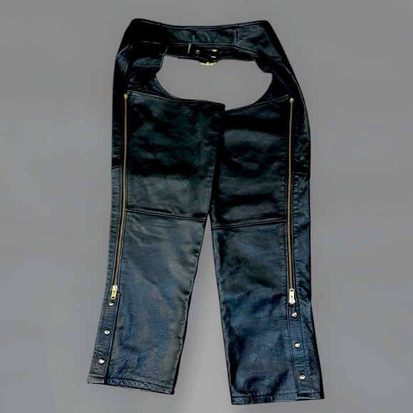 XL MEN’S REAL LEATHER MOTORCYCLE CHAPS NWOT. Made is the USA 🇺🇸 - Picture 1 of 7